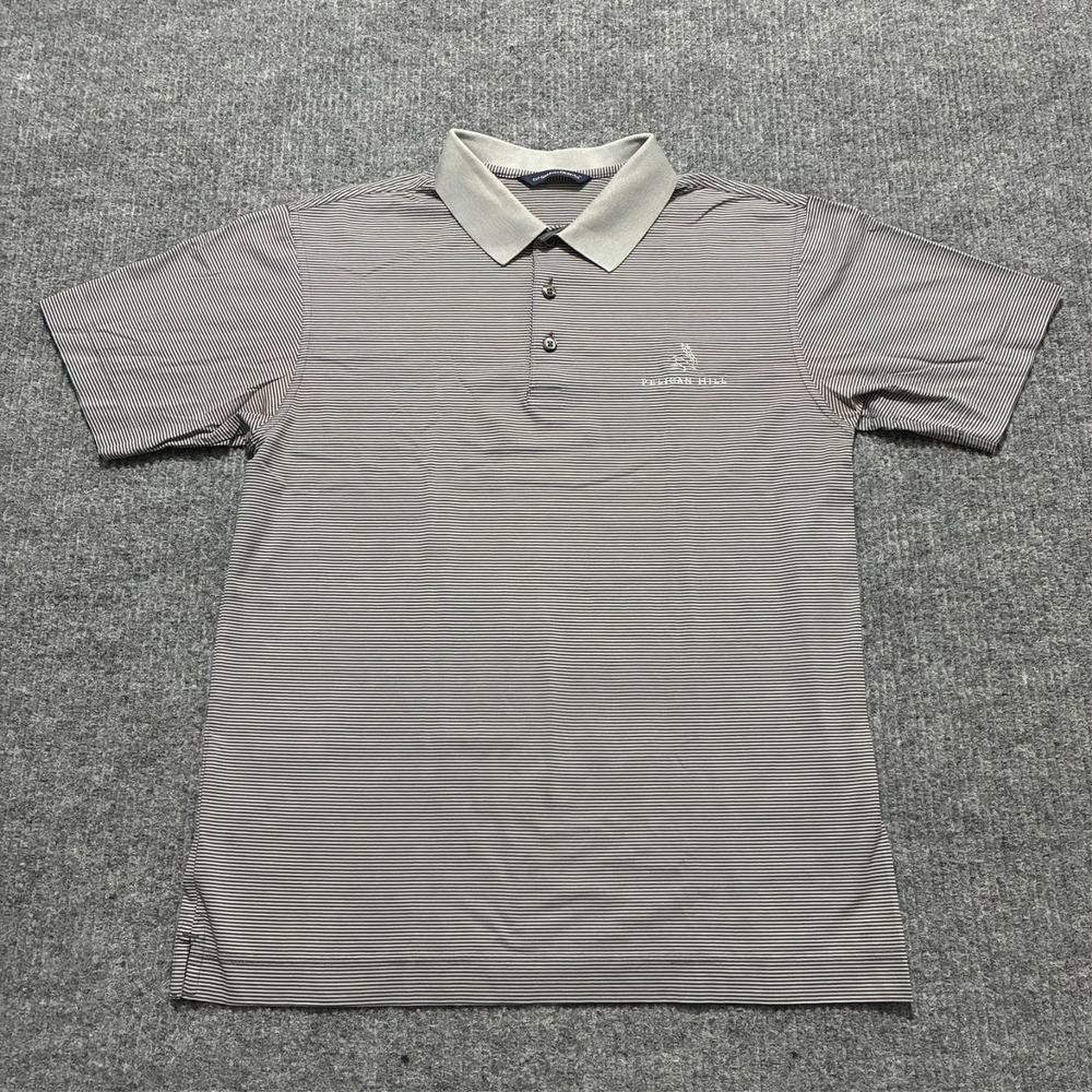Cutter & Buck DryTec Pelican Hill Mens Polo Shirt Medium Striped‎ Short Sleeve